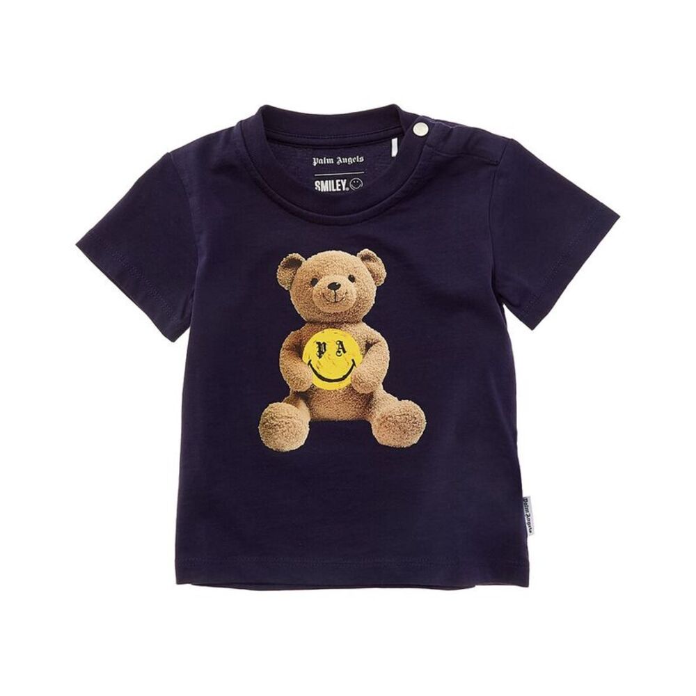 Palm Angels Girls Smiley Bear T-Shirt, Blue